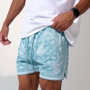 YoungLA Teal Shorts with Subtle Pattern